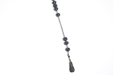 A Chinese ivory and enamelled silver court necklace, 18th C.