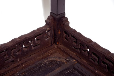 A Chinese famille rose plaque mounted as a table inset, 19th C