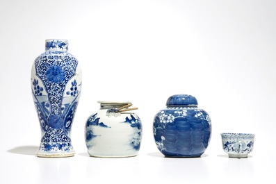 A varied selection of Chinese blue and white wares, 19th C.