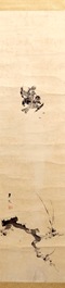Une peinture rouleau sur papier figurant deux oiseaux, sign&eacute;, Chine, 19/20&egrave;me