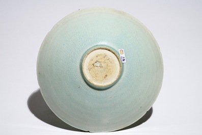 A Chinese incised qingbai foliate bowl with underglaze floral design, Song