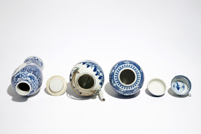 A varied selection of Chinese blue and white wares, 19th C.