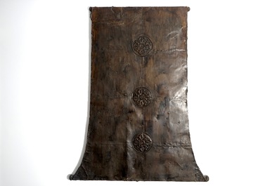 Two Tibetan bronze and copper alloy votive thangka panels, 19/20th C.