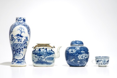 A varied selection of Chinese blue and white wares, 19th C.