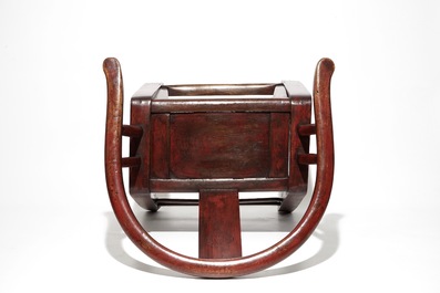 Four Chinese wood yoke-back chairs, 19/20th C.