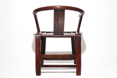 Four Chinese wood yoke-back chairs, 19/20th C.