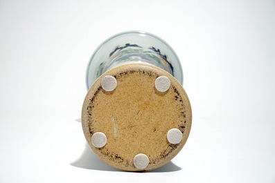 A Chinese wucai gu vase, 19/20th C.