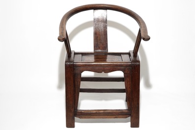 Four Chinese wood yoke-back chairs, 19/20th C.