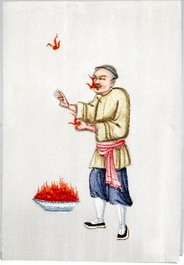 Une bo&icirc;te de petits tableaux sur papier de rize, Chine, Canton, 19&egrave;me