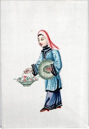 Une bo&icirc;te de petits tableaux sur papier de rize, Chine, Canton, 19&egrave;me