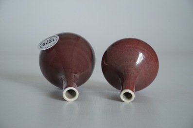 Two Chinese monochrome red vases, Xuande mark, 18/19th C.