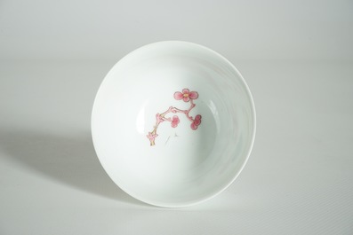 A Chinese famille rose cup and saucer, Yongzheng