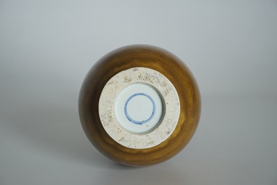 A Chinese teadust-glazed yuhuchunping vase, Kangxi