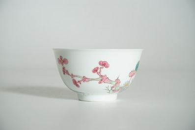 A Chinese famille rose cup and saucer, Yongzheng