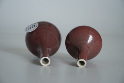 Two Chinese monochrome red vases, Xuande mark, 18/19th C.