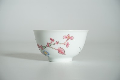 A Chinese famille rose cup and saucer, Yongzheng