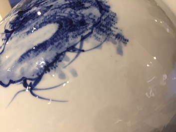 A Chinese blue and white &ldquo;Three Friends of Winter&rdquo; hu vase, Qianlong mark, 19/20th C.