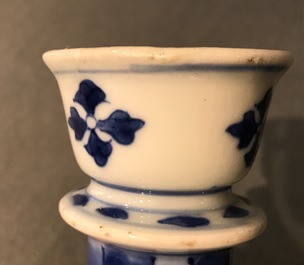 A Chinese blue and white vase or huqqa base, Kangxi