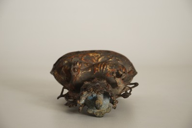 A Chinese laquered bronze figure of Guanyin, Ming