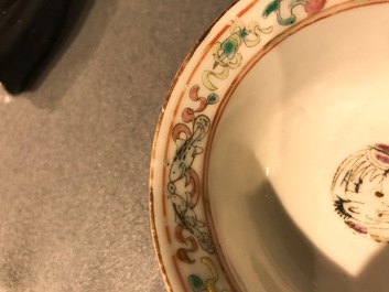 A pair of Chinese famille rose Straits or Peranakan covered bowls, 19th C.