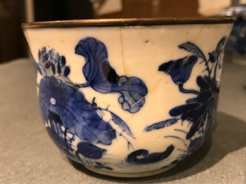 A pair of Chinese blue and white covered "Bleu de Hue" Vietnamese market bowls, Yu mark, 19/20th C.