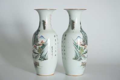 Une paire de grands vases en porcelaine de Chine qianjiang cai, 19/20&egrave;me