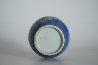 A Chinese blue ground-vase with rabbits and butterflies, 19th C.