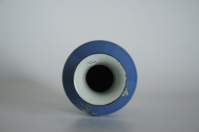 A Chinese blue ground-vase with rabbits and butterflies, 19th C.