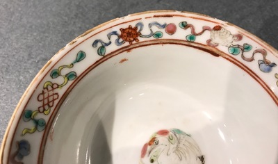 A pair of Chinese famille rose Straits or Peranakan covered bowls, 19th C.