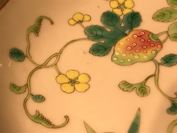 A pair of Chinese famille rose saucer plates with balsam pear design, Guangxu mark, 19/20th C.