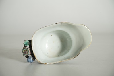 A Chinese famille verte libation cup with dragons, Kangxi