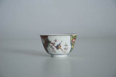 A Chinese famille rose cup and saucer, Yongzheng/Qianlong