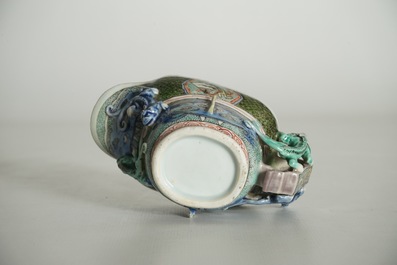 A Chinese famille verte libation cup with dragons, Kangxi
