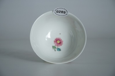 A Chinese famille rose cup and saucer, Yongzheng