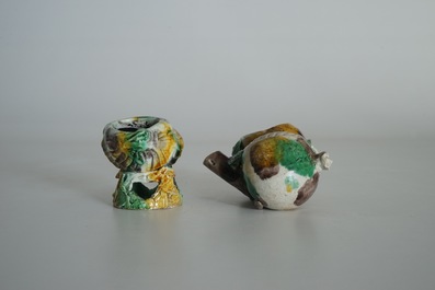Two Chinese verte biscuit brushwashers, Kangxi