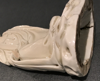 Quatre figures en porcelaine blanc de Chine de Dehua, Kangxi et post&eacute;rieur