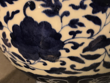 A Chinese blue and white Ming-style bottle vase, Guangxu mark, 20th C.