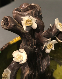 A Chinese verte biscuit brushwasher modelled as a treetrunk, Kangxi