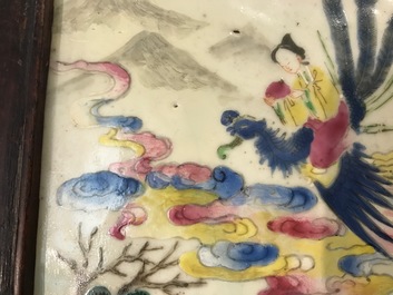 Two framed Chinese famille rose plaques, 19th C.