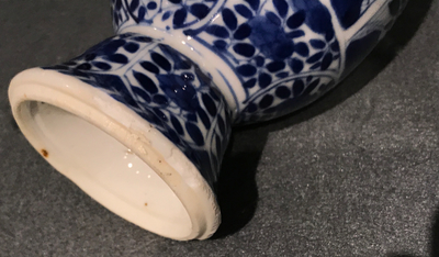 A Chinese blue and white silver-mounted vase, Kangxi
