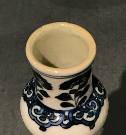 A pair of Chinese blue and white bottle vases, Kangxi