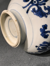A pair of Chinese blue and white bottle vases, Kangxi