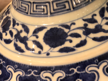 A Chinese blue and white Ming-style bottle vase, Guangxu mark, 20th C.