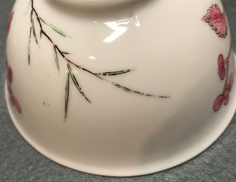 A Chinese famille rose cup and saucer, Yongzheng