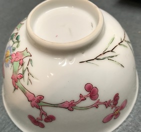 A Chinese famille rose cup and saucer, Yongzheng
