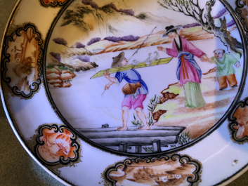 Une assiette en porcelaine de Chine famille rose &agrave; d&eacute;cor "Rockefeller", Qianlong