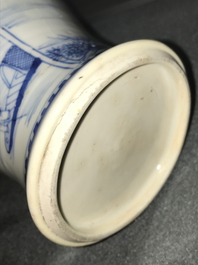 A Chinese blue and white baluster vase with landscape panels, Kangxi
