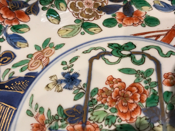A Chinese verte-Imari lobed dish for the Japanese market, Kangxi
