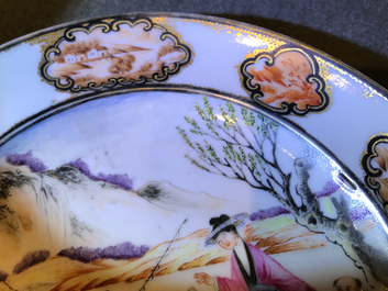 Une assiette en porcelaine de Chine famille rose &agrave; d&eacute;cor "Rockefeller", Qianlong
