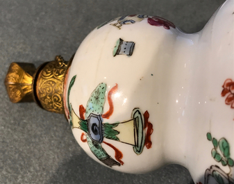 A Chinese famille verte gilt bronze-mounted double gourd vase, Kangxi